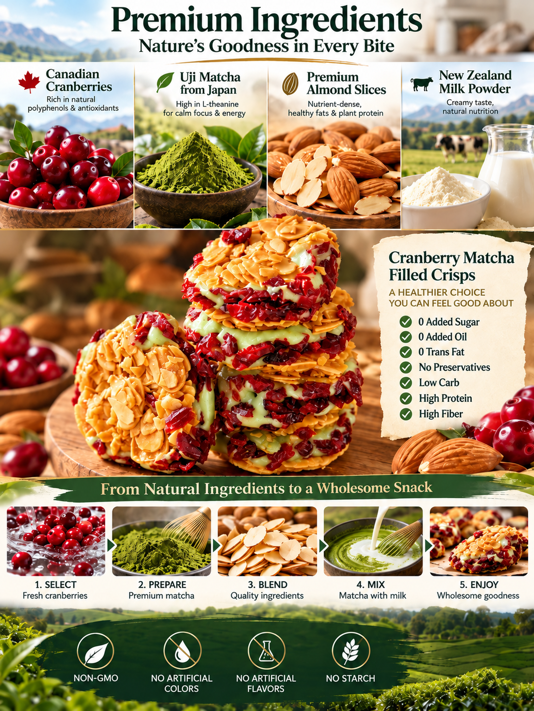 Healthy Natural Snack🌿Cranberry Matcha Crisps-Joy