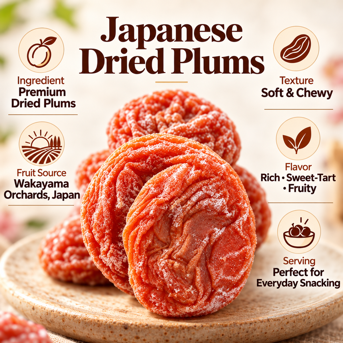 🍑 Premium Japanese Dried Plums from Wakayama, Japan 🇯🇵 | Soft, Chewy & Naturally Sweet-YANA