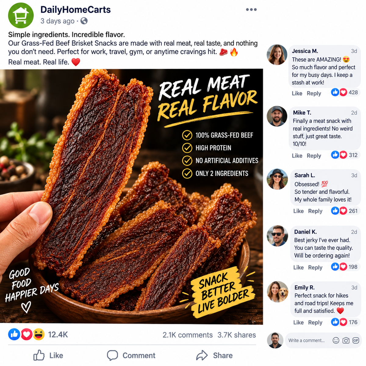 🐮 Premium Grass-Fed Beef Brisket Chunks — 100% Grass-Finished, No Added Fillers-YANA