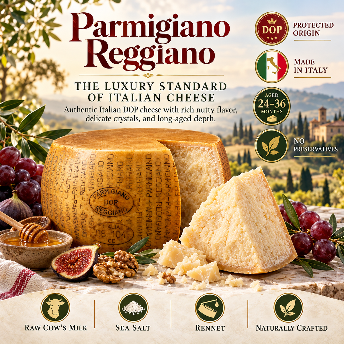 DOP Parmigiano Reggiano | Pure Raw Milk Cheese -Yana