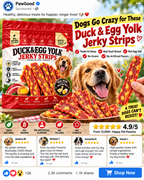 🐶 Premium Duck & Egg Yolk Jerky Strips – Tender & Chewy, Protein-Rich Dog Treats for Happy Tails 🦆🥚-Yana
