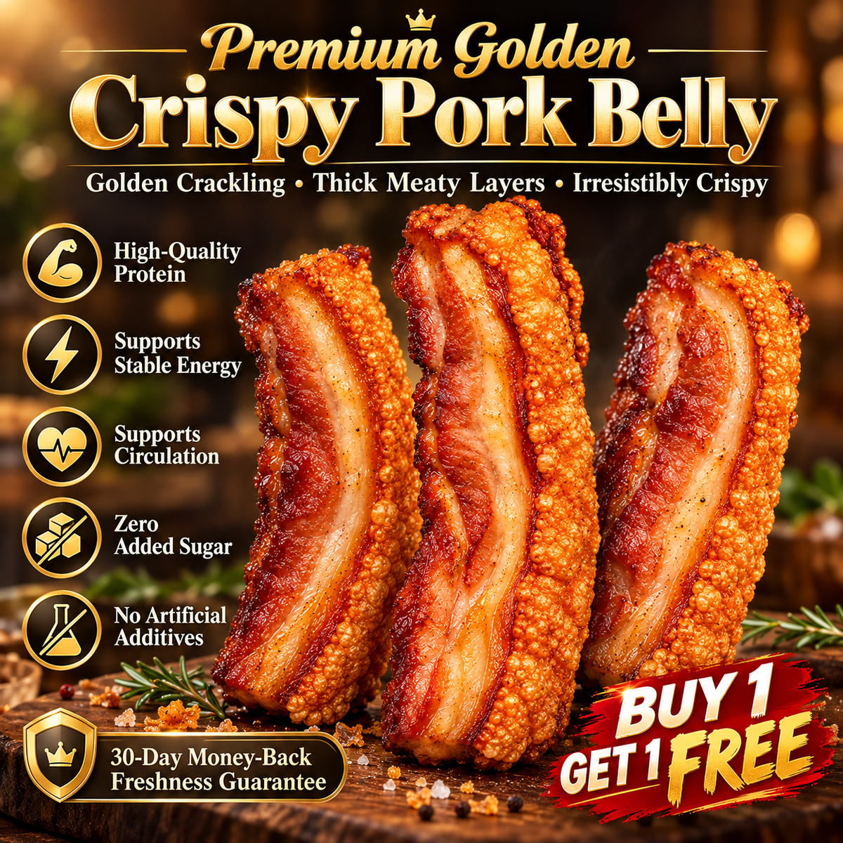 Premium Crispy Pork Belly – Extra Thick-Cut, Golden Crunchy Skin & Juicy, Tender Meat-yana