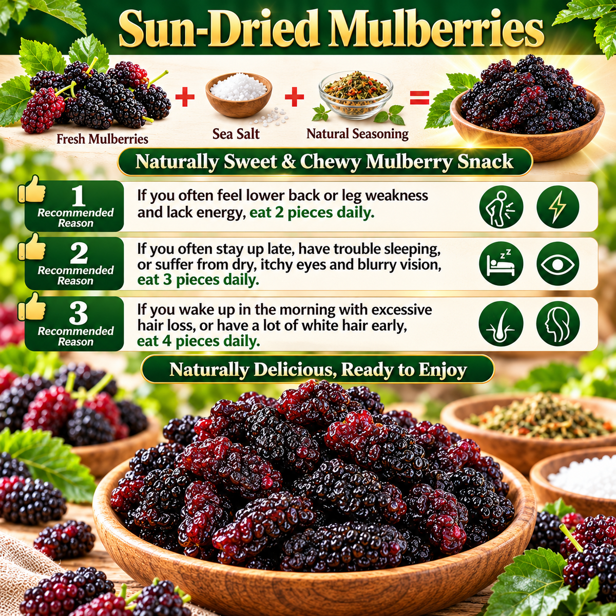 🌞 Premium Sun-Dried Black Mulberries – Large, Plump & Naturally Sweet 🍇-Yana